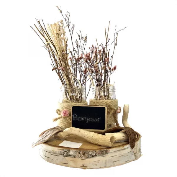 Vase sur rondelle de bois