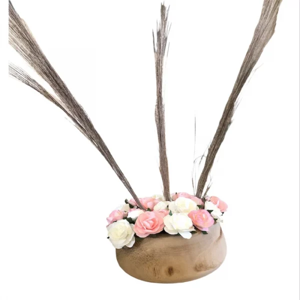 Pot en bois et son bouquet