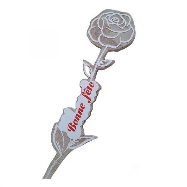 Rose en bois personnalisée (coloris au choix)