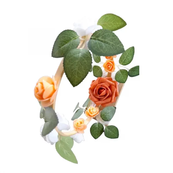 Cercle en bois floral orange et blanc