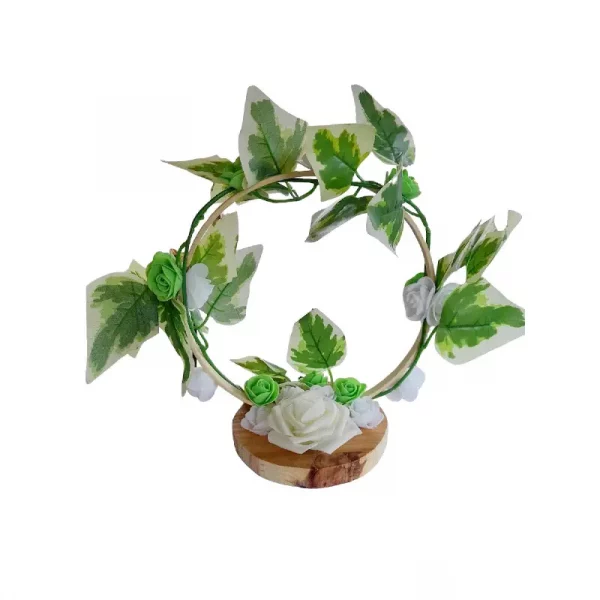 Cercle en bois floral (coloris au choix)